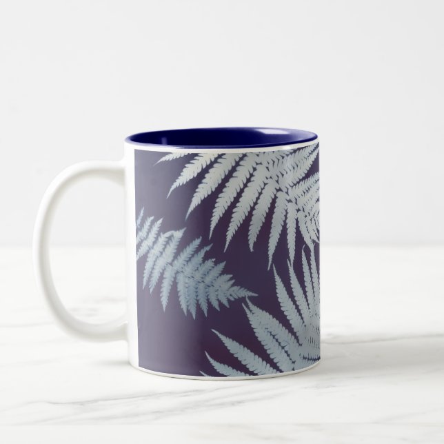 Garden Fern Blue Coffee Mug (Left)