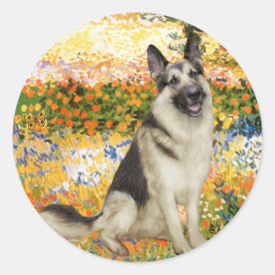 Garden Fiorito - German Shepherd 9 Classic Round Sticker