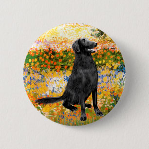 Garden - Flat Coated Retriever 6 Cm Round Badge