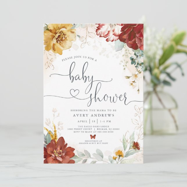 Garden Floral Baby Shower Invitation (Standing Front)