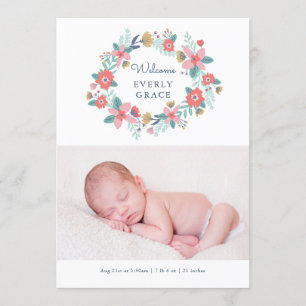 Garden Floral Birth Announcement
