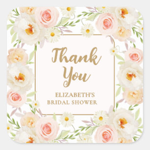 Garden Floral Bridal Shower Thank You Square Sticker