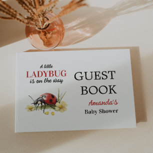 Garden Floral Daisy Cute Red Ladybug Baby Shower Guest Book