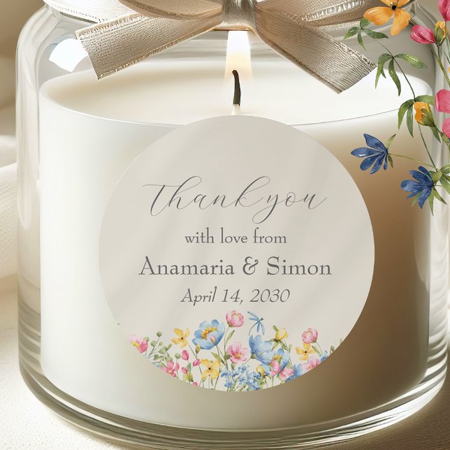 Garden Floral Engagement Favour Thank You Classic Round Sticker (Creator Uploaded)