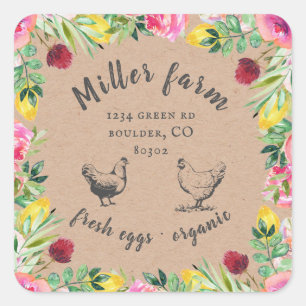 garden floral farmhouse egg carton square sticker