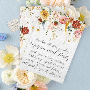 Garden Floral Fine Art Calligraphy Style Wedding Invitation