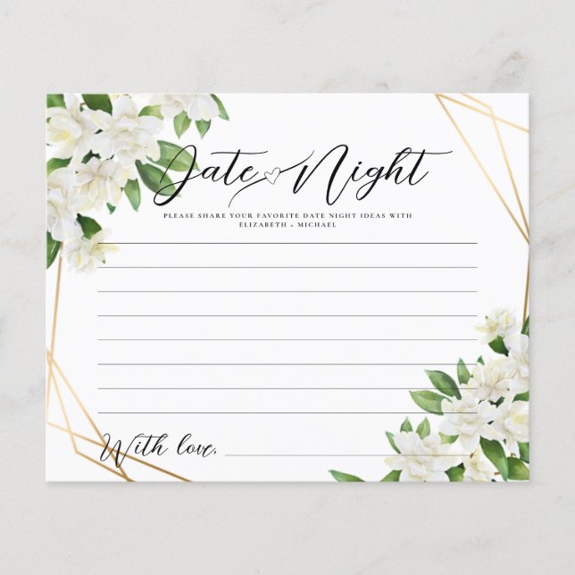 GARDEN FLORAL GREENERY Date Night Idea Card Game (Front)