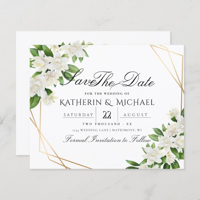 GARDEN FLORAL GREENERY WEDDING SAVE THE DATE (Front/Back)
