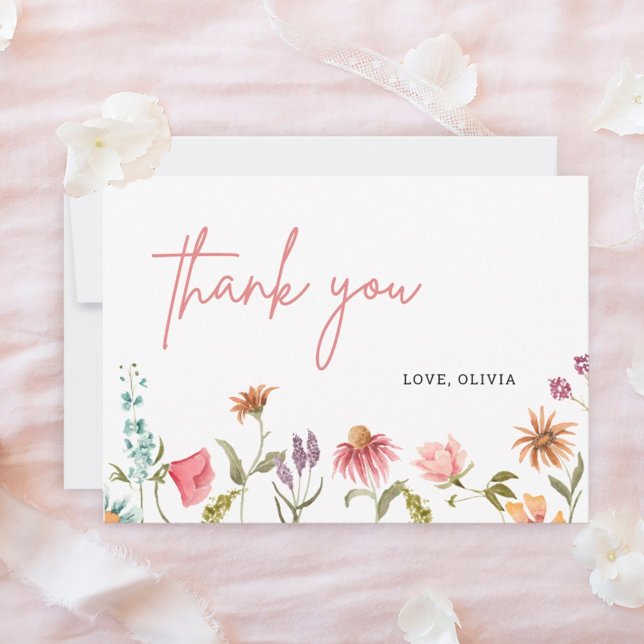 Garden Floral Little Wildflower Thank You  Card (Creator Uploaded)