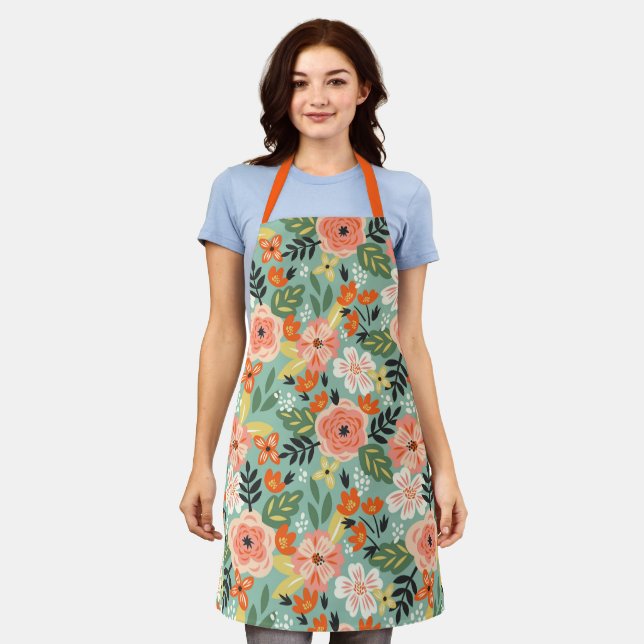Garden Floral Pattern Apron (Worn)