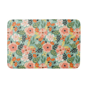 Garden Floral Pattern Bath Mat