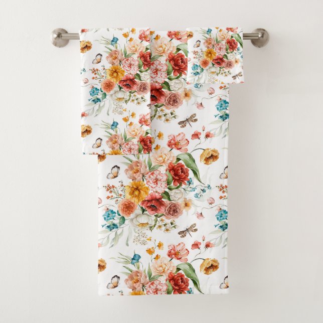 Garden Floral Pattern Bath Towel Set (Insitu)