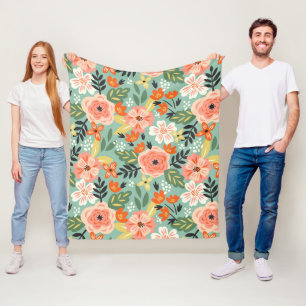 Garden Floral Pattern Fleece Blanket