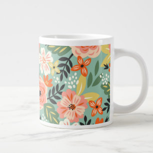Garden Floral Pattern Large Coffee Mug