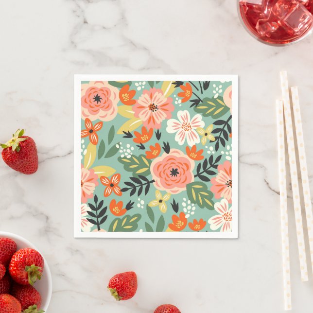 Garden Floral Pattern Napkin (Insitu)