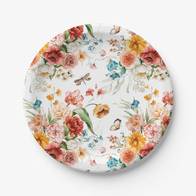 Garden Floral Pattern Paper Plate (Front)