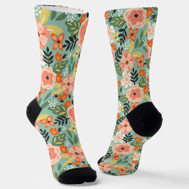 Garden Floral Pattern Socks (Angled)