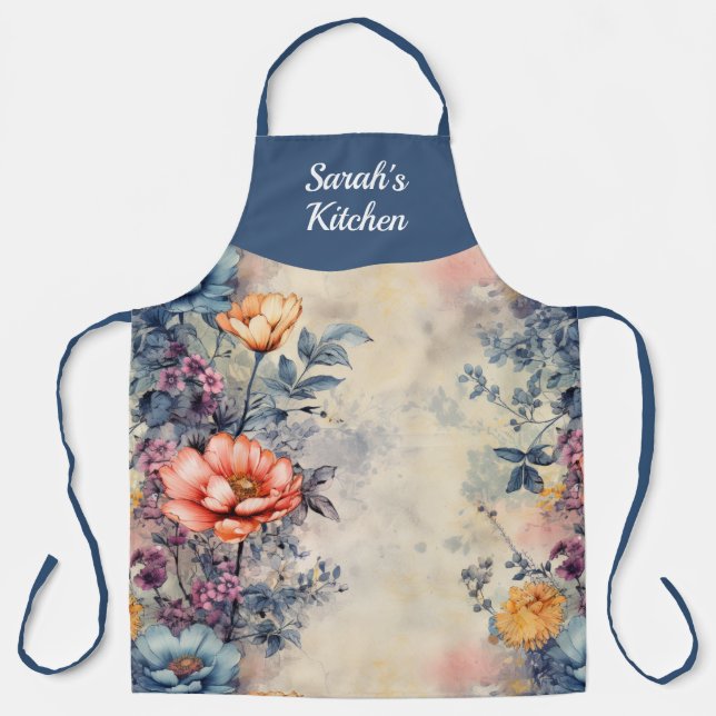 Garden Floral Personalised All Over Print Apron (Front)