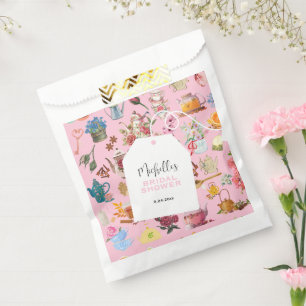 Garden Floral Pink Rustic Tea Party Bridal Shower Favour Bags