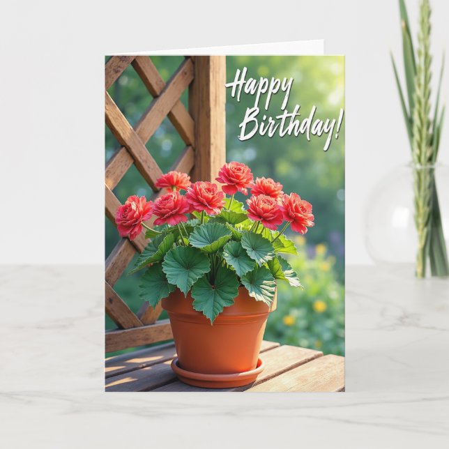 Garden Floral Pot Birthday Card (Front)