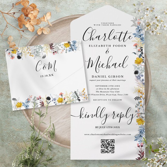 Garden Floral QR Code Signature Script Wedding All In One Invitation (Garden Floral QR Code Signature Script Wedding All In One)