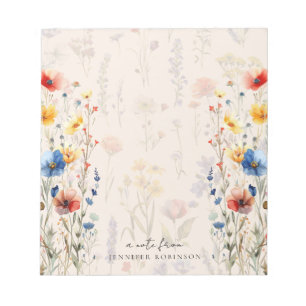 Garden Floral Spring Summer Wildflowers Champagne Notepad