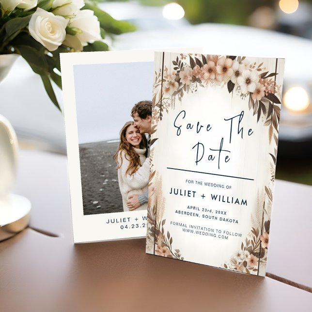 Garden Floral Spring Wood Boho Rustic Wedding Save The Date (Creator Uploaded)