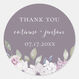 Garden Floral Violet Wedding Favour Classic Round Sticker