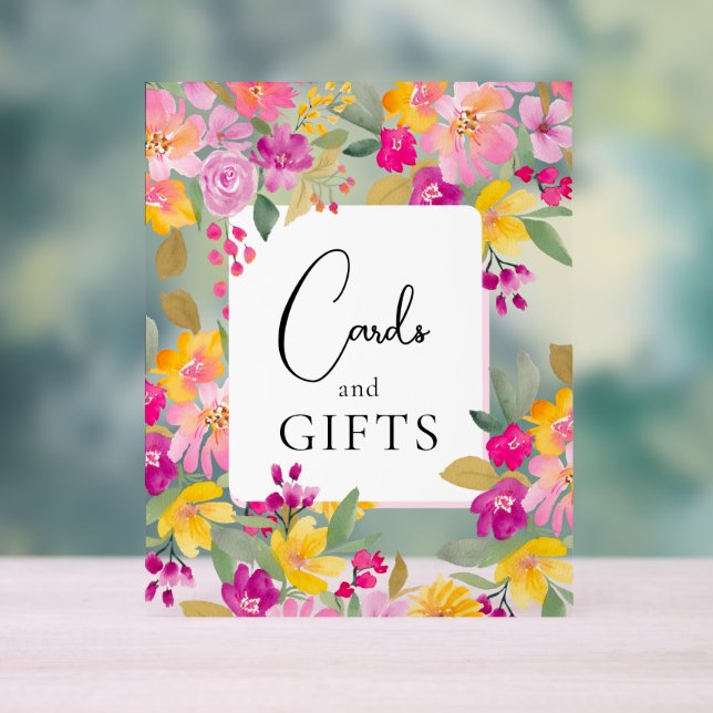 Garden floral watercolor bridal shower sign (Neutral)