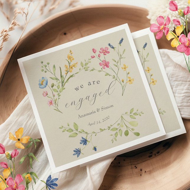 Garden Floral We Are Engaged Party Napkin (Creator Uploaded)