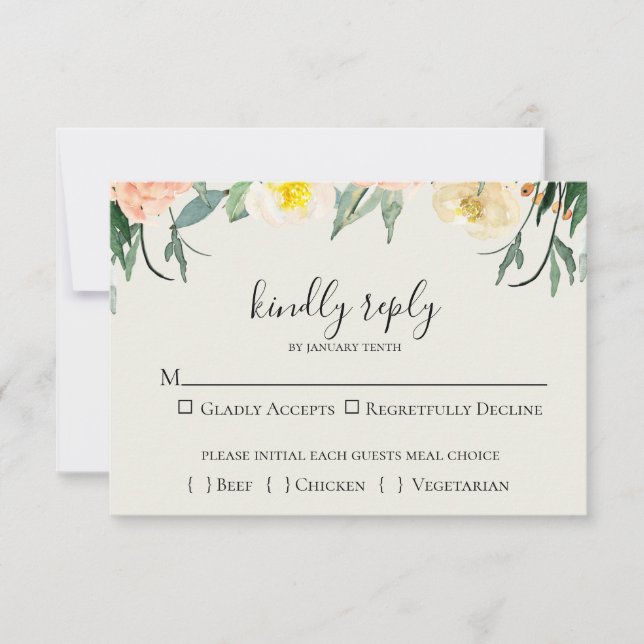 Garden Floral Wedding RSVP Card (Front)