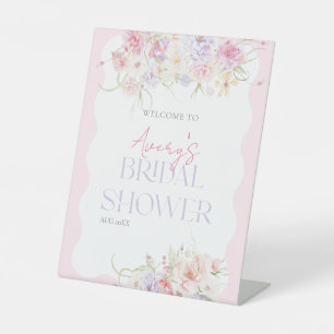 Garden Floral Wildflower Modern Bridal Welcome Pedestal Sign