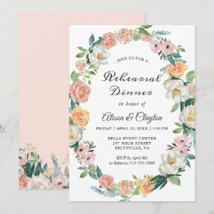 Garden Floral Wreath Rehearsal Dinner Invitation