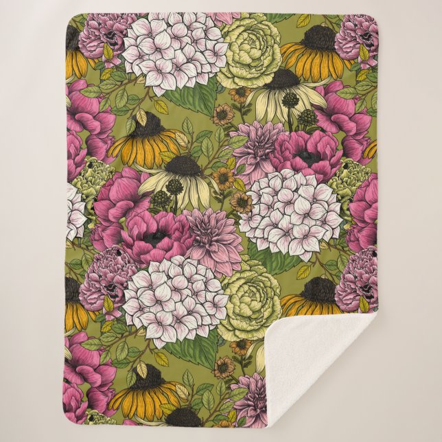 Garden florals 2 sherpa blanket (Front)