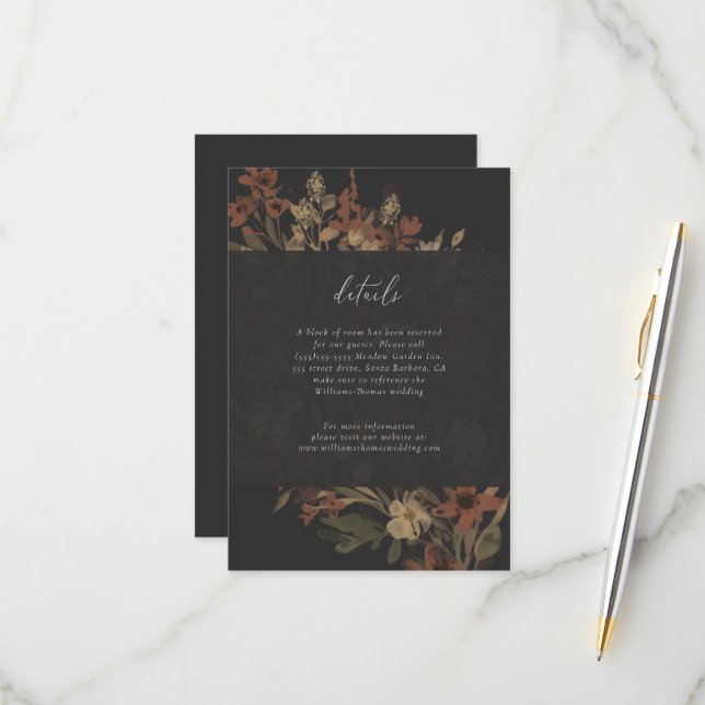 Garden Flourish Details Insert RSVP Card (Front/Back In Situ)