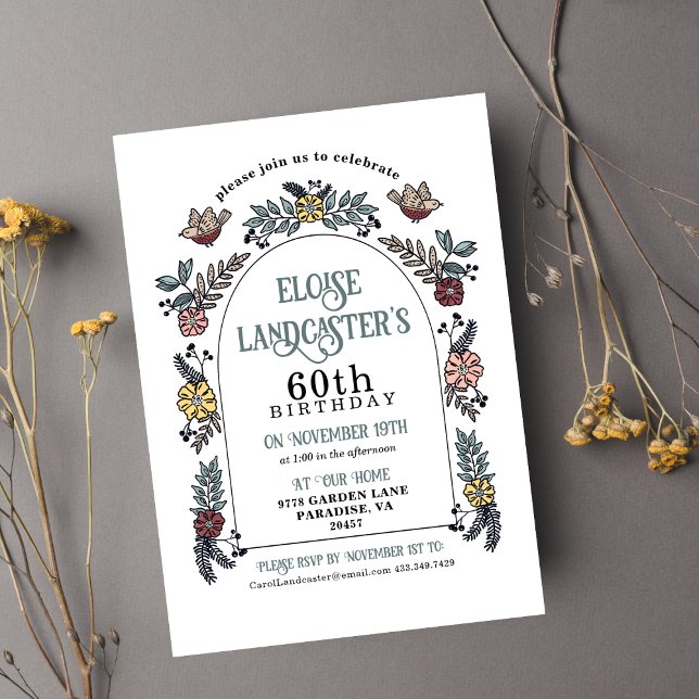 Garden Flower Arch Milestone 60th Birthday Invitation (Creator Uploaded)