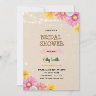Garden flower bridal shower theme invitation