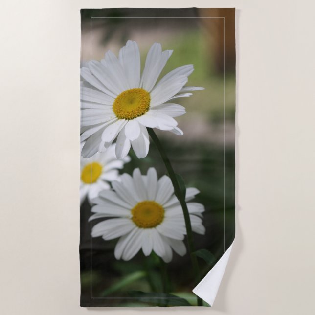 Garden Flower Daisies Beach Towel (Front)