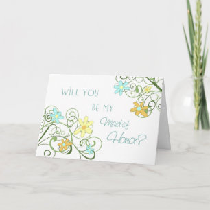 Garden Flower  Maid of Honor Invitation Card