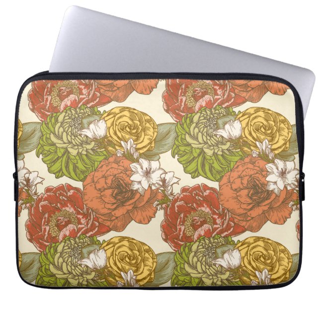 Garden Flower Pattern Laptop Sleeve (Front)