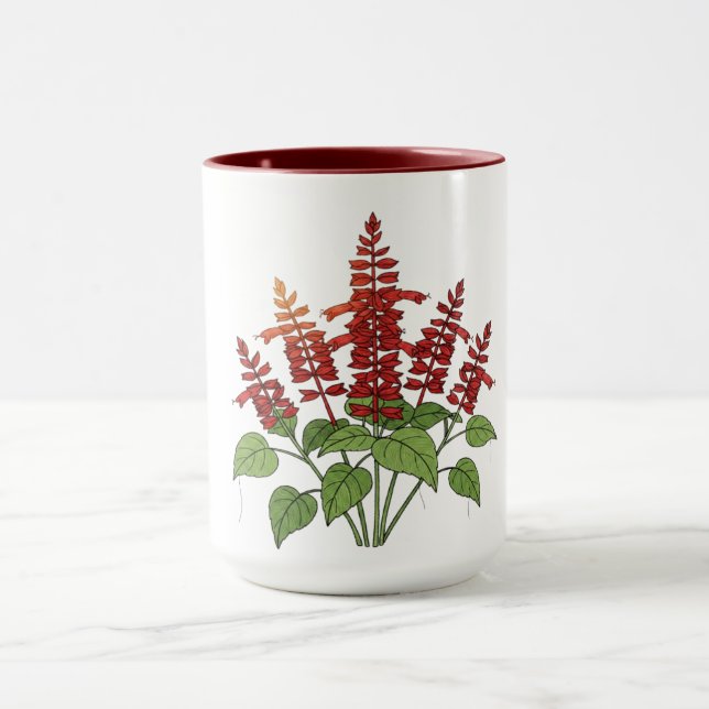 Garden Flower - Scarlet Sage  Mug (Center)