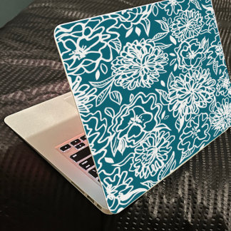 Garden Flower Teal Blue Laptop skin stickers