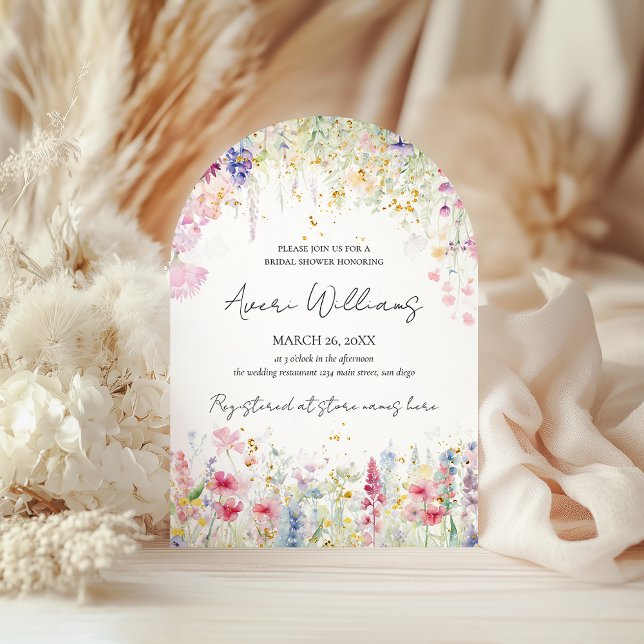 Garden Flower Watercolor Modern Boho Bridal Shower Invitation (Creator Uploaded)