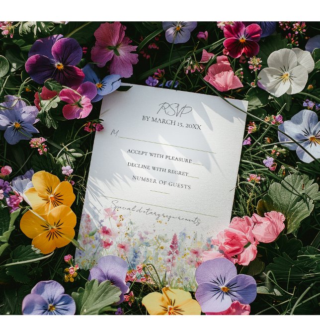 Garden Flower Watercolour Modern Boho Wedding RSVP Card (Creator Uploaded)