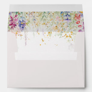 Garden Flower Watercolour Modern Photo Wedding Envelope
