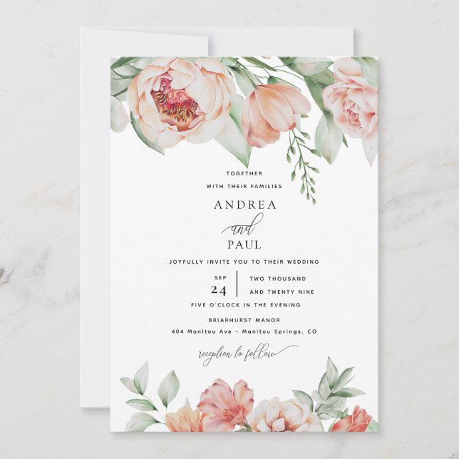Garden Flower Wedding Invitation (Front)