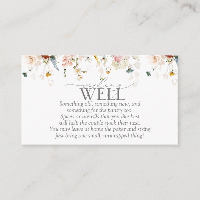 Garden Flower Wishing Well Enclosure Card (Front)