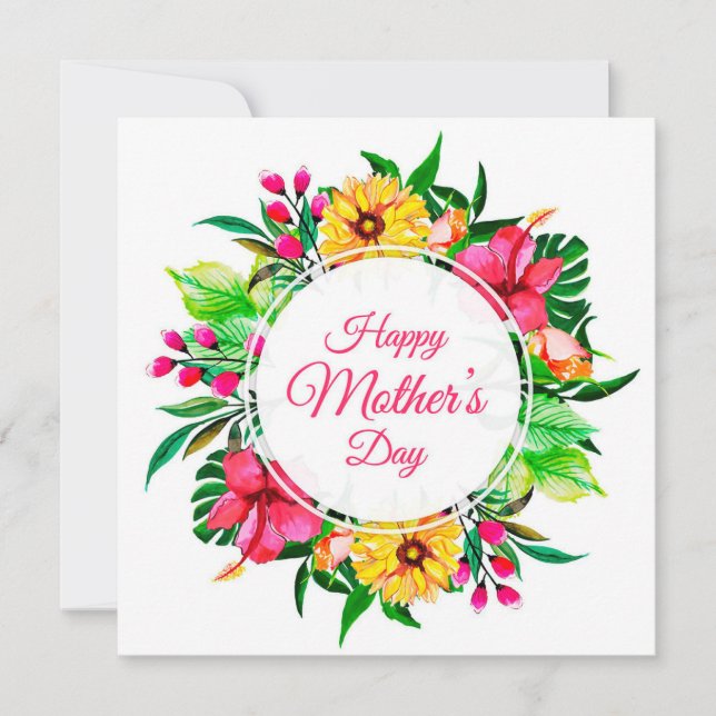 Garden Flower Wreath Mother's Day Design Holiday Card (Front)
