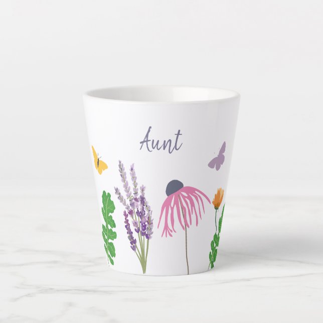 Garden Flowers and Butterflies Grandma Birthday Latte Mug (Front)