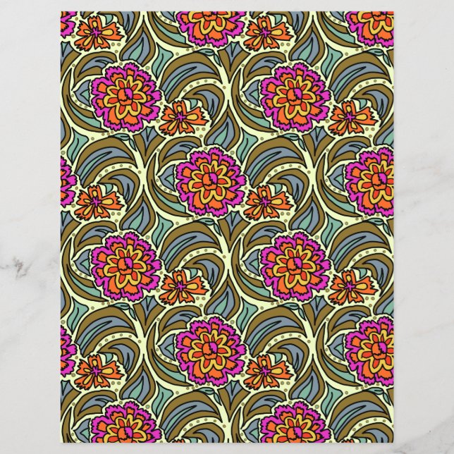 Garden Flowers Art Pattern Scrapbook Paper (Front)